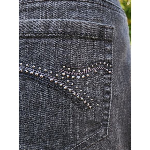 Gloria Vanderbilt Dark Wash Denim Black White Cotton Peasant Reconstructed Skirt - Picture 6 of 9